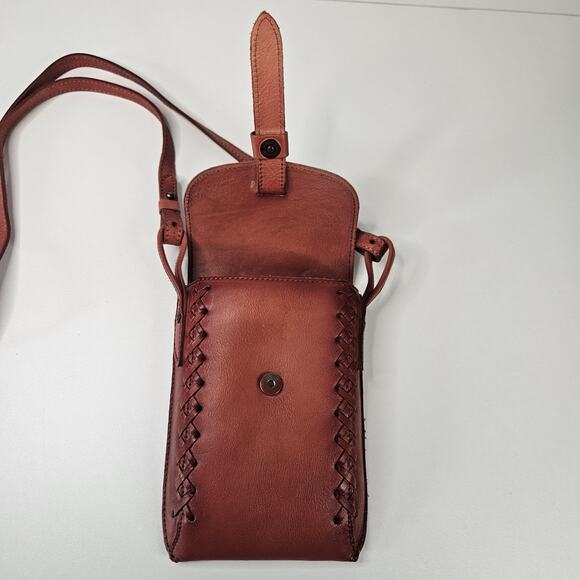 Montana West Genuine Leather Whipstitch Crossbody Micro Bag Red Leather Western - Picture 7 of 11